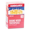 Handgards Individually Wrapped Round Wood Toothpicks, 4", Natural, 12000PK HND14020